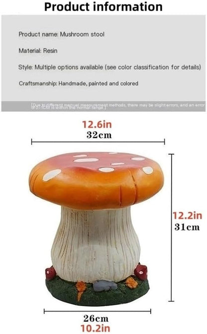 Small Mushroom Shape Ottoman, Outdoor Garden Resin Decorative Mushroom Stool, Resin Sculpture Decoration, Patio Decor(Orange)