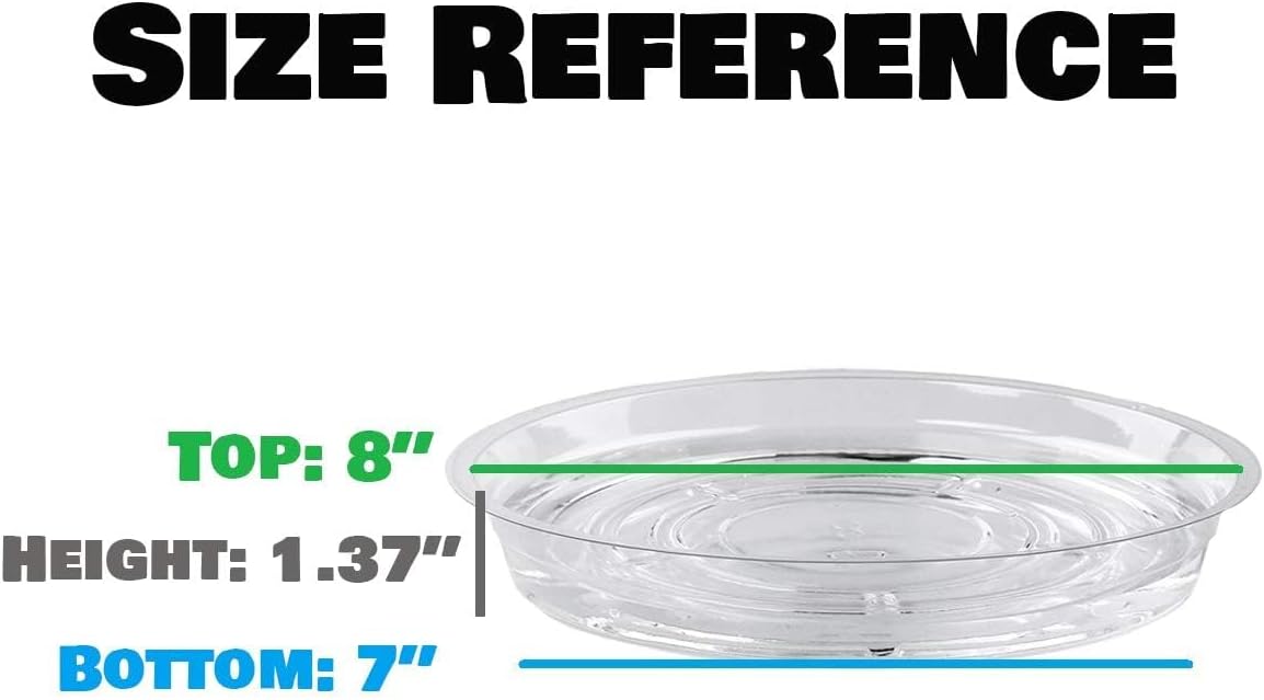 20 Pack Clear Plastic Plant Saucer 8 Inch Drip Trays Small Plant Plate Dish for Indoor Flower Pots and Planters, Bulk