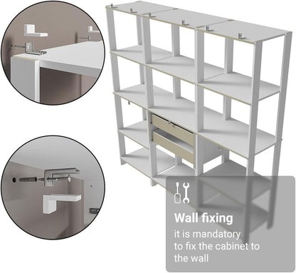 Madesa Kitchen Pantry Storage Rack with 2 Drawers and Open Shelves 74" L Multiuse Modular Cabinet for Kitchen Organization - White