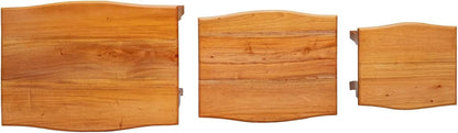 Nesting Side Tables 3 pcs Natural Solid Mahogany Wood | Space Saving Stackable Design, Unique Wood Grain, Versatile Accent for Living Room or Bedroom