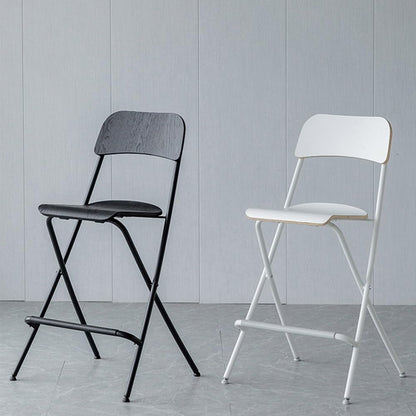 25in/29in Folding Breakfast Bar Stool, Modern Foldable Wooden Seat Tall Chair with Back and Footrest, Collapsible Counter Height Stool for Dining Room Kitchen Balcony Living Room ( Color : White , Siz