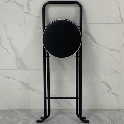 Folding Bar Stool, Beige, Counter Height, Leather Padded, Portable Bar Chair with Footrest