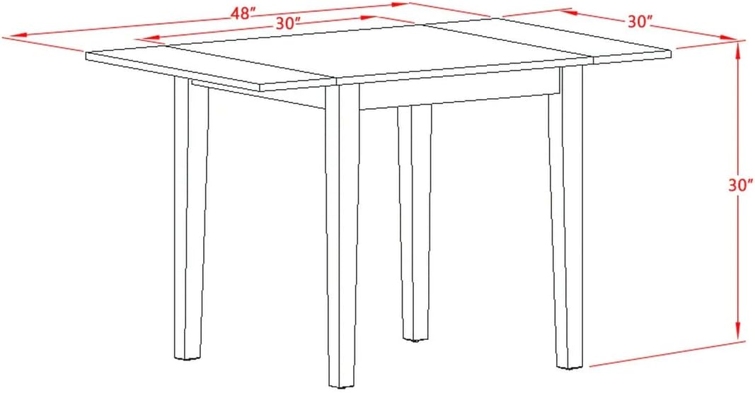 East West Furniture NDT-OAK-T Norden Dining Table - a Rectangle Wooden Table Top with Dropleaf & Stylish Legs, 30x48 Inch, Oak