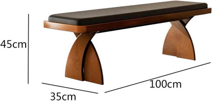 Modern Wooden Long Bench at The Foot of The Bed in The Bedroom Dressing Room or Home Use Leather Shoe Changing Entryway(XS)
