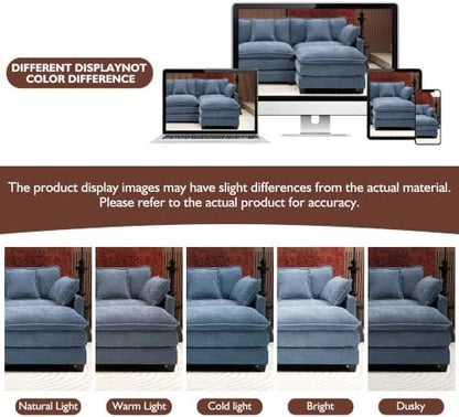 Ihanherry 111.4" U Shaped Modern Sofa Modular Sectional Cloud Couch with 2 Ottoman, 5-Seat Chenille Deep Seat Sofa with Pillow for Living Room, Bedroom and Apartment, Blue