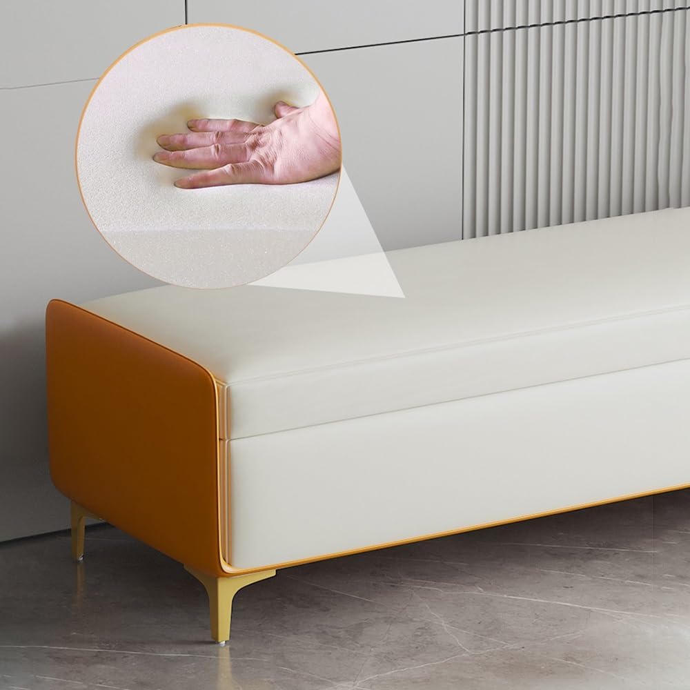 Modern Bed End Stool Bedroom Shoe Changing Entrance Bench Clothing Store Cloakroom Rest Sofa Storage Entryway(Yellow,Medium)