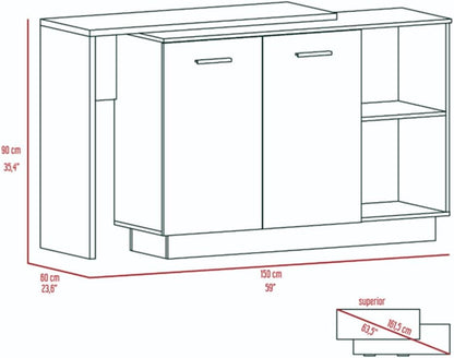 2-Shelf 1-Drawer Kitchen Island Wenge and Light Oak | Includes 5 shelves and 2 doors for storage and display