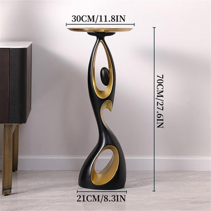 Side Table with Tray Top, Flower Stand, Round End Table, Decorative Accent Piece for Living Room, Home Decor, and Bedside Table(Black)