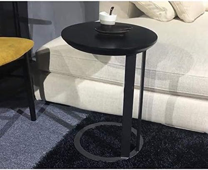 Telephone Table, Black Solid Wood Side Table,Living Room Sofa Side Table,Round Side Table/End Table/Night Stand/Coffee Table,Telephone Tables,Diameter 15.74 Inch