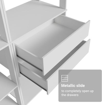 Madesa Kitchen Pantry Storage Rack with 2 Drawers and Open Shelves 51" L Multiuse Modular Cabinet for Kitchen Organization - White