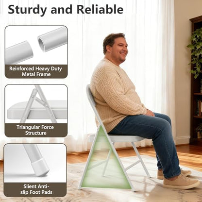 Folding Dining Table Set for 6, 6FT Foldable Plastic Table with Carrying Handle & 6 PU Leather Padded Folding Chairs, Portable Table and Chairs Set for Indoor Outdoor, Party, Wedding, Picnic, Camping
