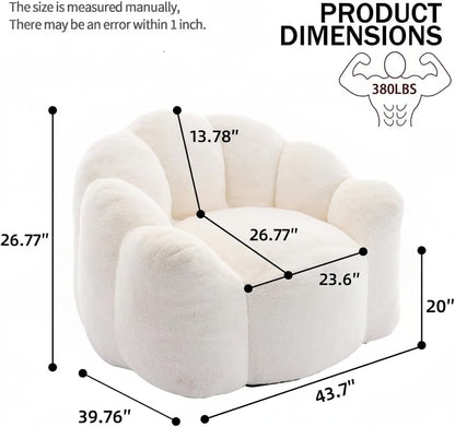 Bean Bag Chair for Adults, Floral Shaped Bean Bag Single Sofa, Ultra Soft Faux Fur Floor Sofa, Oversize Reading Chair for Living Room,Bedroom, Study, Beige,
