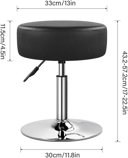 WKWKER Adjustable Vanity Stool for Makeup Room Swivel Makeup Stool Small Round Ottoman for Living Room Makeup Chair for Bedroom SPA Salon Studio (Black)