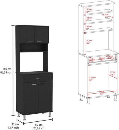 Tuhome Santoro 60 Pantry Cabinet with Double Doors, Adjustable Shelves, Versatile Storage for Kitchen, Dining, and Utility Rooms