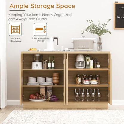 Yechen 55" Fluted Sideboard Buffet Cabinet with Storage, Credenza, Natural