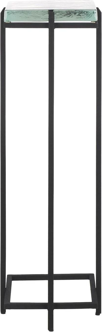 SAFAVIEH Couture Collection Giabelle Black/Clear Cast Glass Drink Table (Fully Assembled)