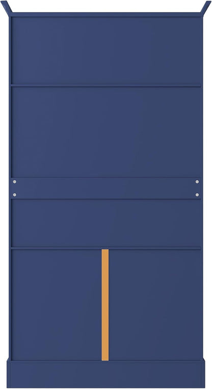 72.6" Farmhouse Kitchen Pantry Cabinet with 3 Pull-Out Trays, Freestanding Large Wooden Kitchen Organizers Storage Cabinet with 2 Drawers and Cake Pan Storage for Dinging Room, Dark Blue