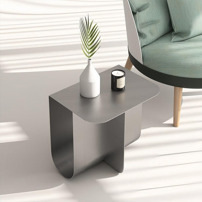 Stainless Steel Side Table with Storage, Modern Metal Coffee Table for Living Room, Bedroom, Office, Study & Guest Room, 15.7 x 11.8 x 15.0 Inches, Silver