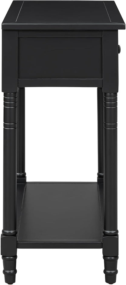 Knocbel Antique Entry Console Table with 2 Drawers & Bottom Open Shelf, Wood Sofa Tables for Entryway Hallway Living Room, 35.34" W x 13.8" D x 30.25" H, Black