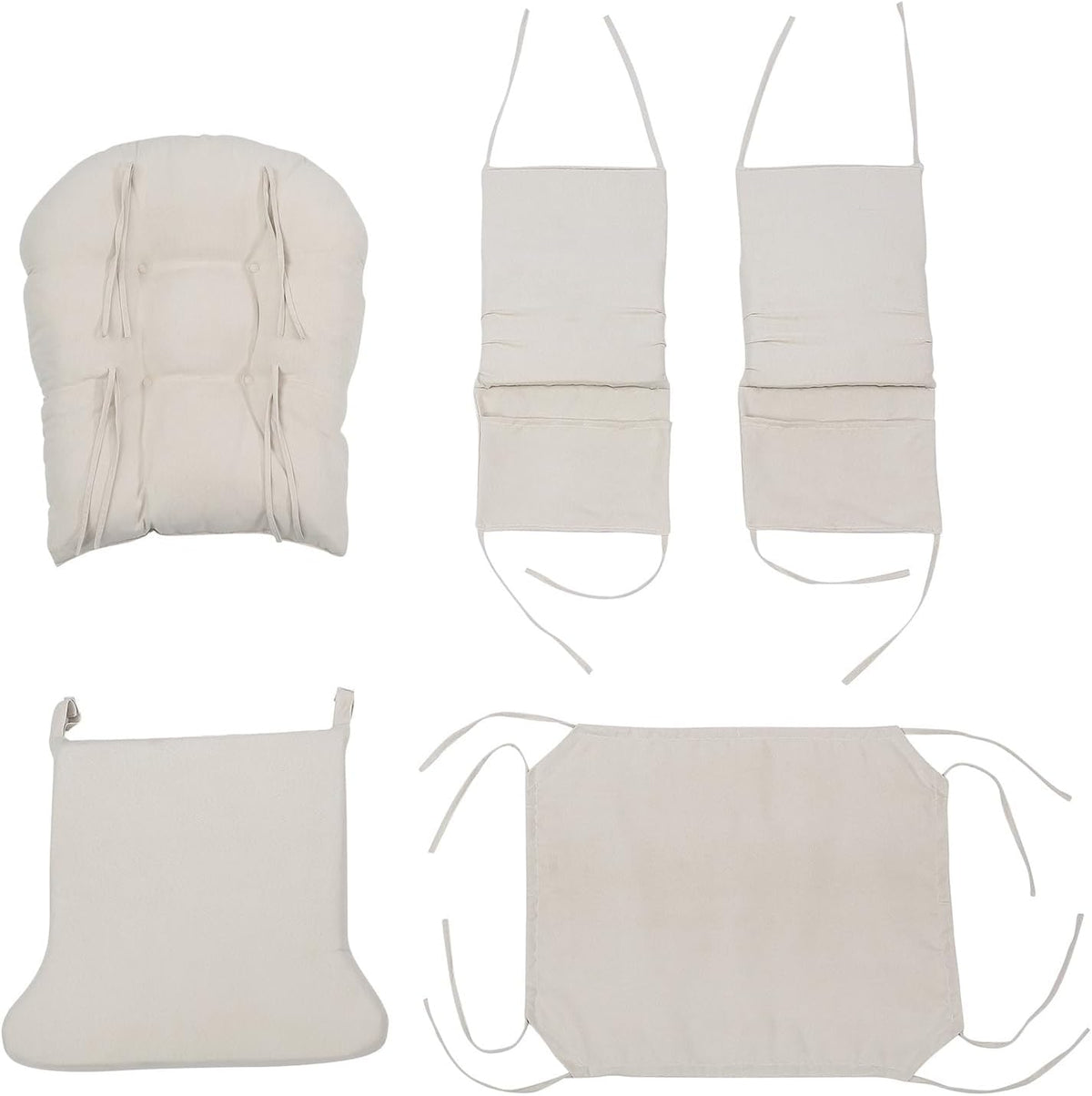 5Pcs Velvet Glider Rocker Replacement Cushions Set with Side Storage Pockets Washable & Non Slip Beige