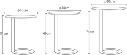 Round Side Table C-Shaped Side Table Sofa Side Table Round Coffee Table Bedside Table with Metal Frame Couch Table Bedside Laptop Office for Bedrooms with Small Spaces(48 * 56cm Black Matte)