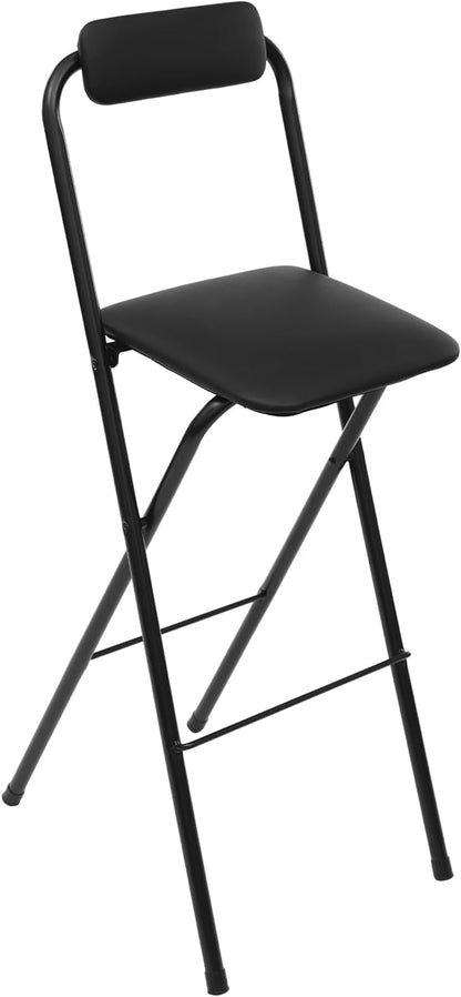 Folding Bar Stool with Backrest, 27.56/29.53In Tall Foldable Stool Chair Counter Height Stool Applicable Desktop Height 39.37in for Adults Kitchen Island 275Lbs 16.54 * 18.9 * 39.76in