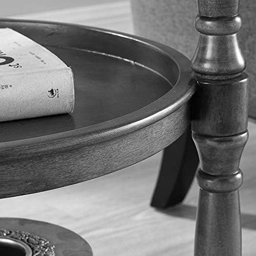 Telephone Table, Small Telephone Coffee Side Table,Living Room Sofa Side Table,Three Layers of Storage,Round Tray Side Table,No Assembly Required(Color:Black Walnut,Size: