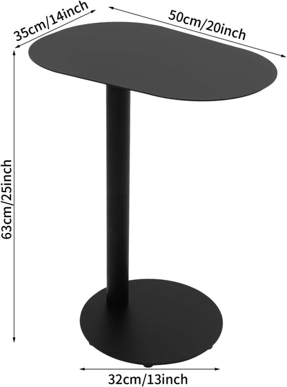 C-Shaped Side Table, Iron End Table, Couch Side Table for Living Room, Study Room, Bedroom & Office (Black)