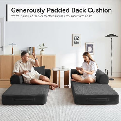 79" Convertible Sofa Bed, Couch for Living Room (Black)