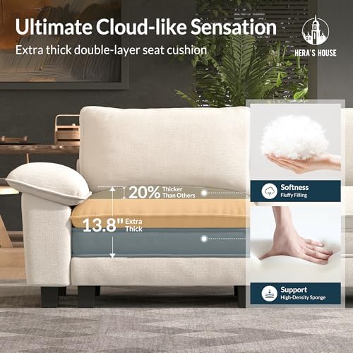 HERA'S HOUSE 3-Seat L Shaped Modular Cloud Couch Sectional Sofa Ottoman