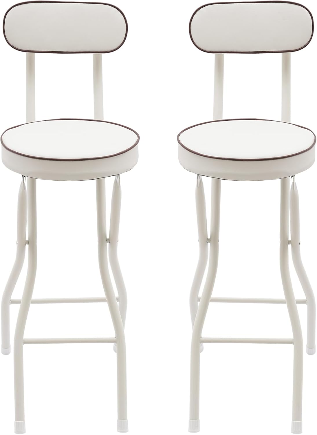 Folding Bar Stool with Backrest, Set of 2 Tall Cushioned Seats, 25.6 Inch Portable Collapsible Counter Height Chairs for Kitchen Island, Cafe, Dining Room