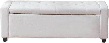 Storage Bench for Bedroom, 48.4'' End of Bed Beige Ottoman Lined Fabric Upholstered Shoe Bench for Entryway, Hallway, Bedroom, Cloakroom, Living Room, Beige.