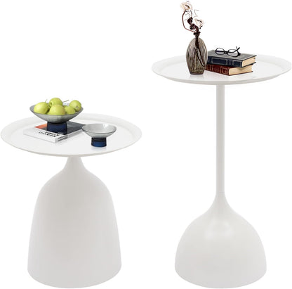 White Nesting Tables, 2pcs round white nesting side tables for Living Room | End tables nesting, Space-saving design for living room, bedroom, or office. Durable iron construction with 11-inch base