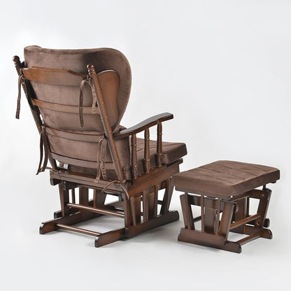 Comfort Deluxe Glider Chair and Ottoman Set (Brown), Large