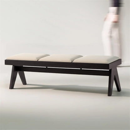Modern Retro Wooden Upholstered Dining Table Cloakroom Shoe-Changing Stool Bedroom Bed-end Entryway(Medium)