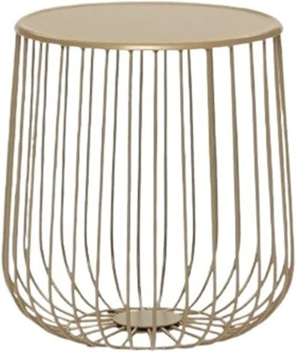 Round Side Table with Storage Shelf, Industrial Accent Furniture with Steel Frame, Fully Assembled, Modern Accent Side End Table for The Living Room and Bedroom(Gold,Small)