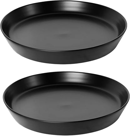 2 Pack 8 Inch Flower Pot Saucers - 9 Inch (8.7 Inch) Ceramic Plant Saucer for Outdoors & Indoors - Glazed Ceramic Plant Pot Trays for Water Drainage - Durable & Stylish Round Plant Tray