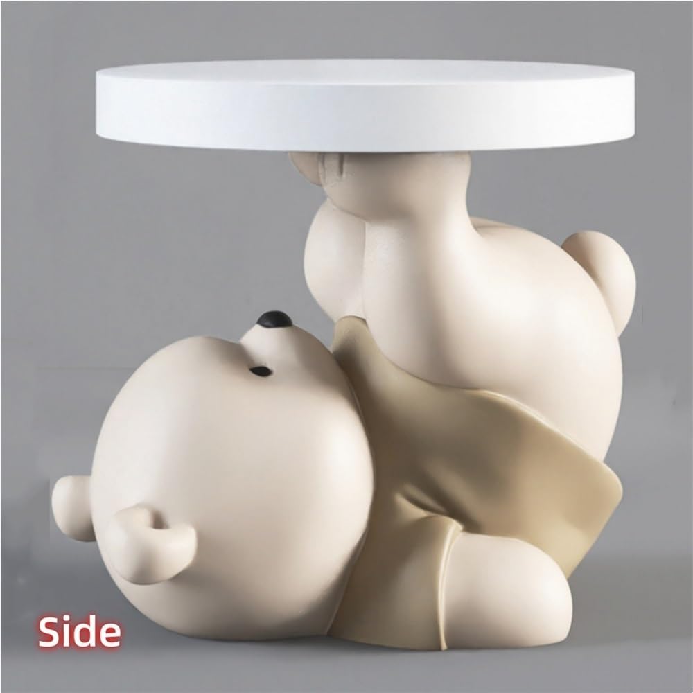 Bear Statue Side Table, Modern Sofa Table, Resin Sculpture Bedside Table, Home Decor, Cute Bedroom Decor, Accent Table for Living Room(Brown)