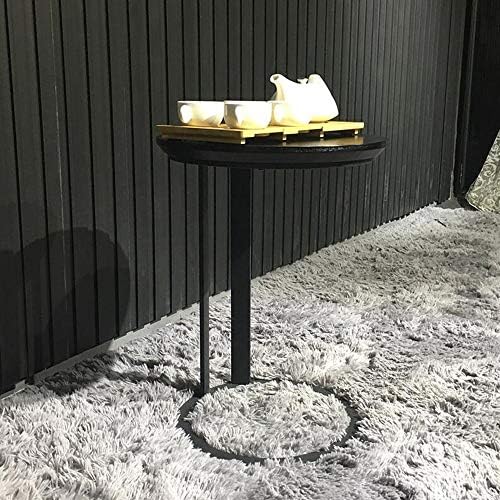 Telephone Table, Black Solid Wood Side Table,Living Room Sofa Side Table,Round Side Table/End Table/Night Stand/Coffee Table,Telephone Tables,Diameter 15.74 Inch