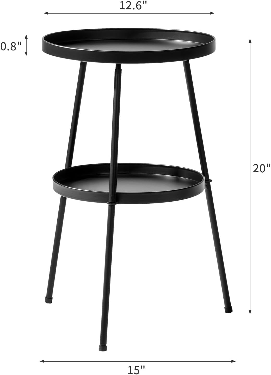 Vasitelan 2 Tier Side End Table Metal Round Coffee Tables Nightstand for Small Spaces Indoor Outdoor