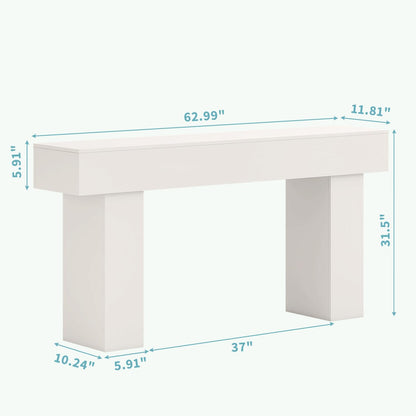 63 Inch Long Console Table for Entryway, Farmhouse Wood Sofa Table Behind Couch Table, Narrow Entryway Table for Living Room, Entrance, Hallway, Foyer, Rectangular Entry Way Table, Easy Assembly