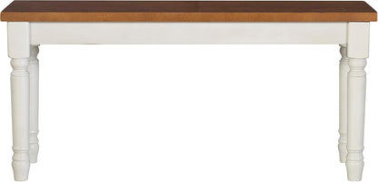 Willow White Backless Dining Bench with Honey Brown Wood Top by Powell