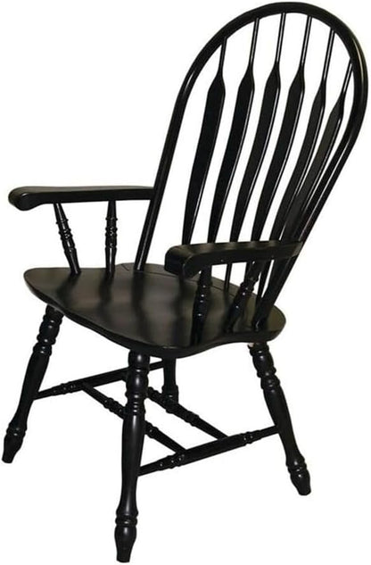HomeStock Comfort Back Dining Armchair with Sculpted Arms and Contoured Seat Made of Solid Wood Fully Assembled Chair, 41" H x 24" D x 21.5" W Antique Black with Cherry