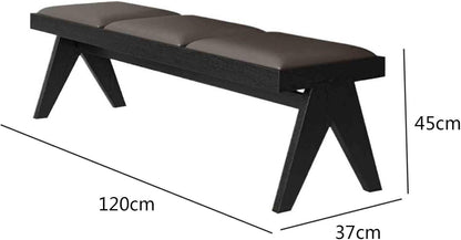 Modern Retro Wooden Upholstered Dining Table Cloakroom Shoe-Changing Stool Bedroom Bed-end Entryway(Small)