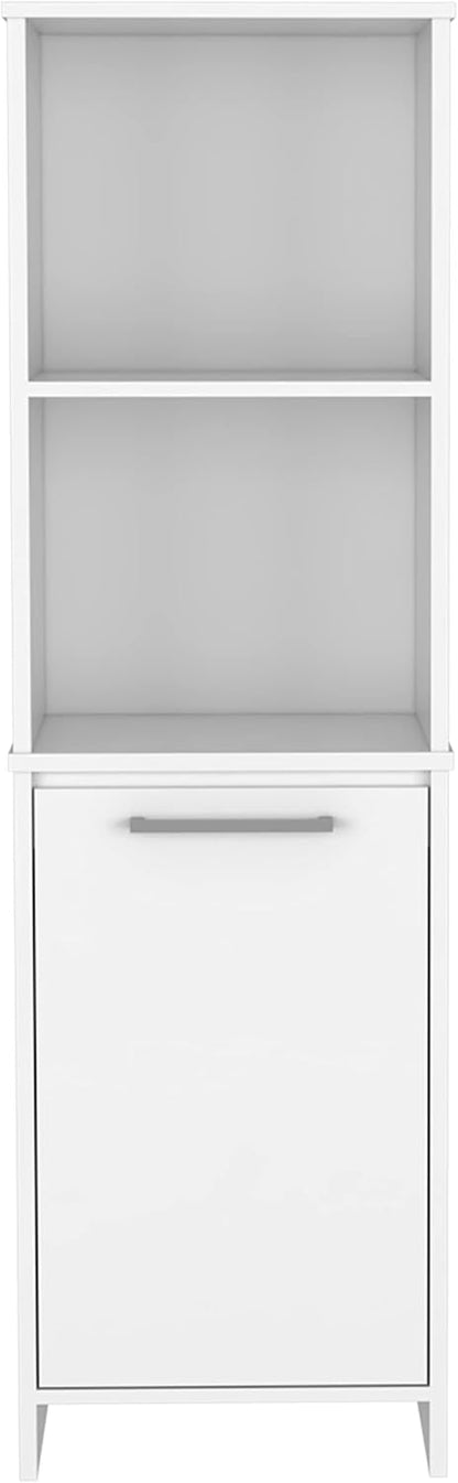 Eiffel Kitchen Pantry with Two External Shelves & Two Interior Storage, Single Door Cabinet, White