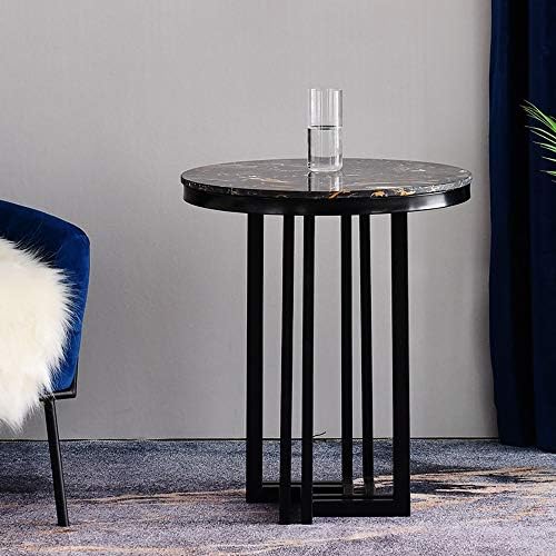 Telephone Table, Marble Sofa Side Table Nordic Luxury Round Coffee Table Telephone Table Bedroom Bedside Table Leisure Table 5062CM,Silver