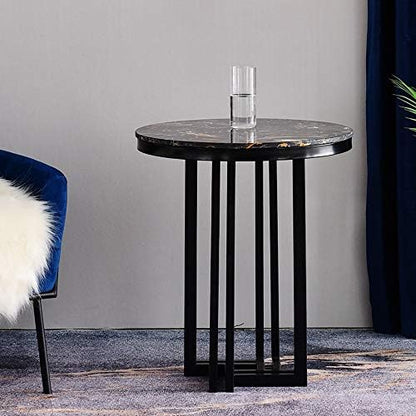 Telephone Table, Marble Sofa Side Table Nordic Luxury Round Coffee Table Telephone Table Bedroom Bedside Table Leisure Table 5062CM(Color:Silver)
