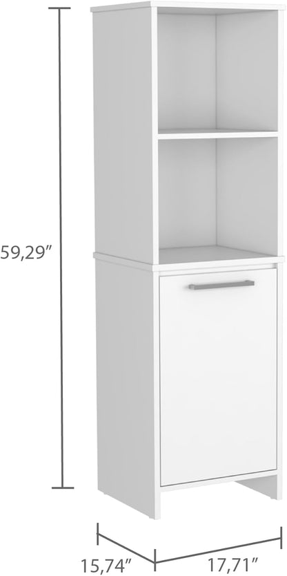 Kitchen Pantry Feery, Single Door Cabinet, Interior and External Shelves, White Finish
