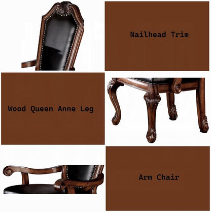 Kitchen Furniture Set 9pc Formal Dining Table Set Include 1 Dining Table, 6 Side Chairs and 2 Arm Chairs, 8-Person Solid Wood Extendable Dining Set (Cherry&Black)