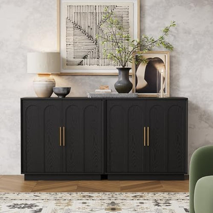 FORTUNETEC 31.5" Modern Sideboard Buffet Cabinet with Storage, Black